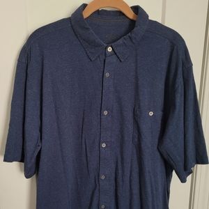 Kuhl Button Up Short Sleeve Shirt Men Medium Blue Hiking Outdoor Born Mountain